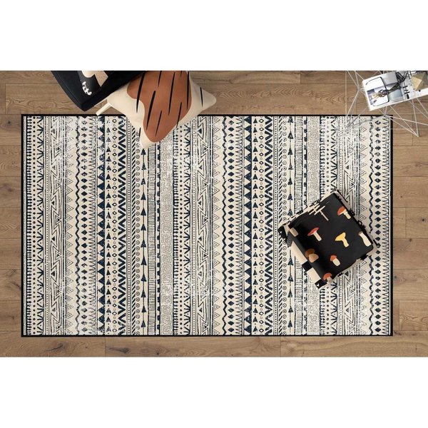 Deerlux Boho Living Room Area Rug with Nonslip Backing, Bohemian Tribal Print Pattern, 3 x 5 ft Extra Small QI003648.XS